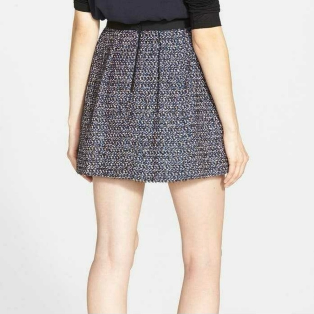 French‎ Connection Multi-Color Tweed w/ Black Contrast A-Line Mini Skirt Size 6 - Picture 2 of 13